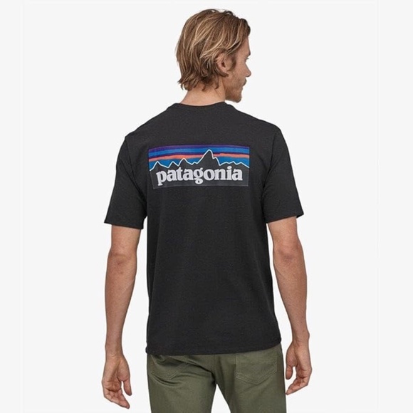 Patagonia Responsibili-Tee Pocket Logo Graphic T-Shirt Black Size S - Picture 1 of 8